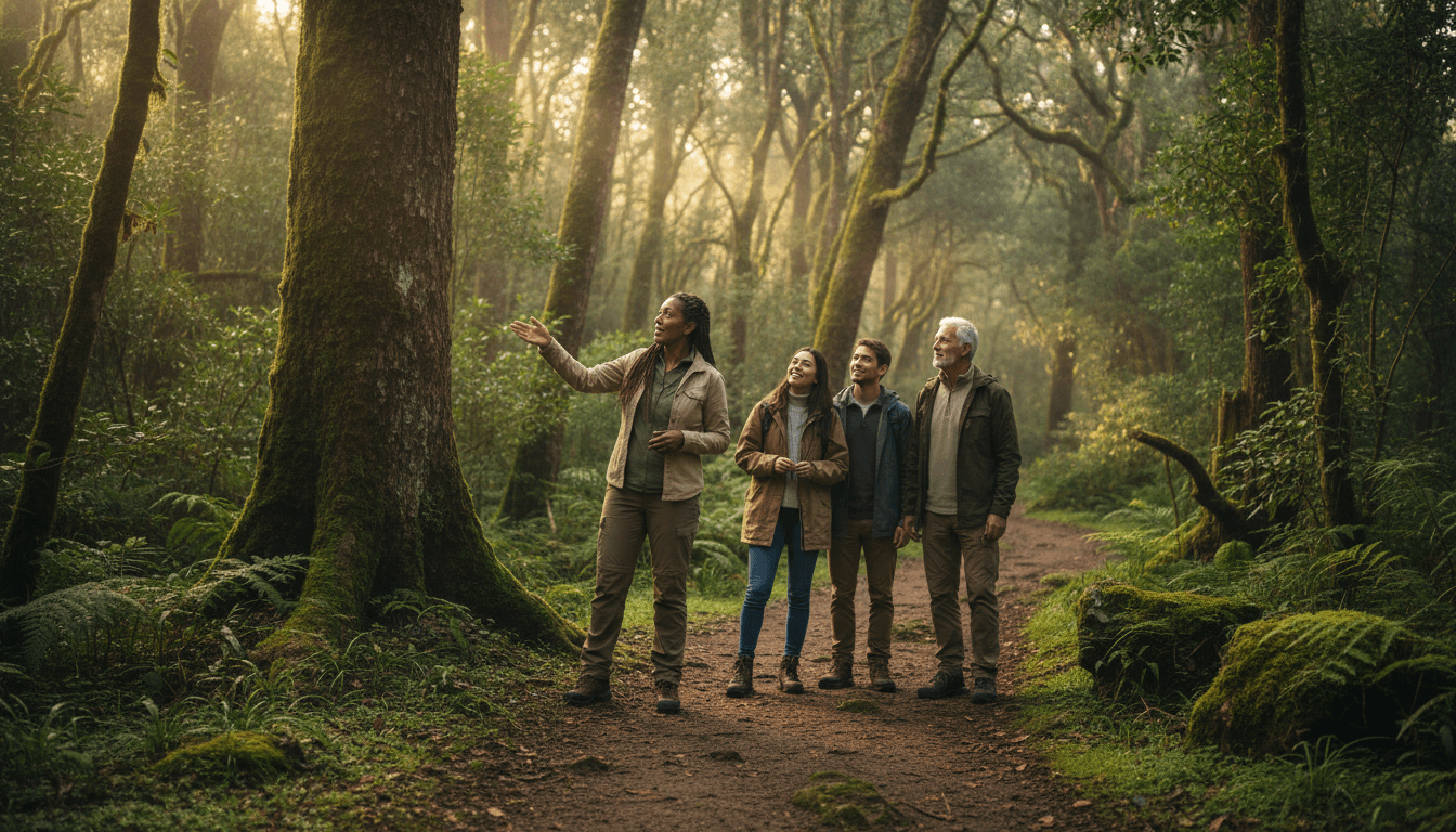 George guiando una caminata por senderos naturales de La Fortuna