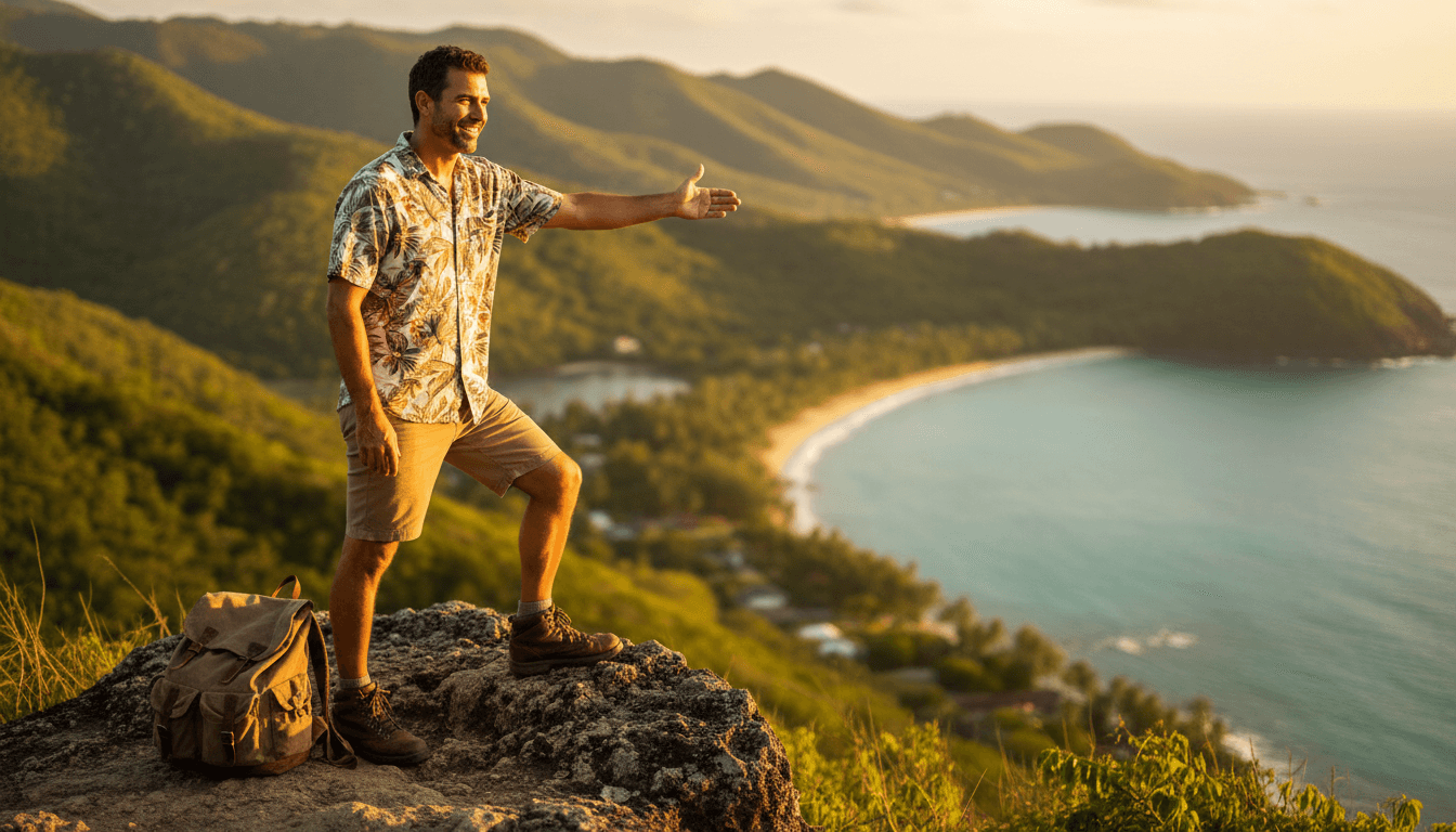 George con un grupo de visitantes explorando La Fortuna